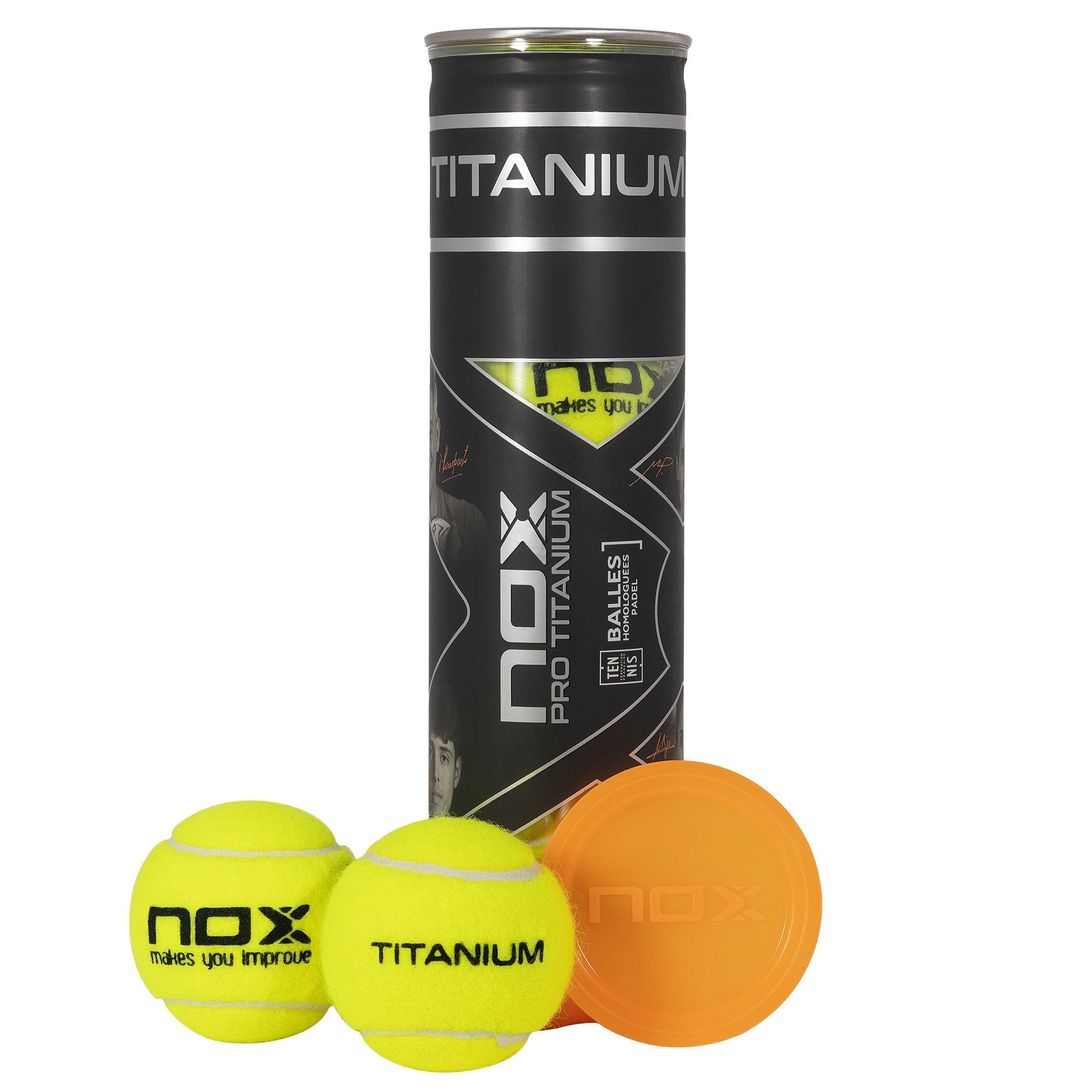 Bote de 4 pelotas de pádel PRO TITANIUM